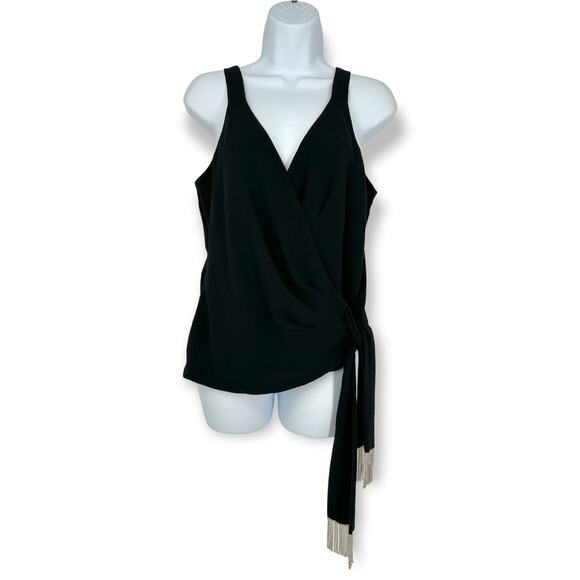 Trina Turk | Small | Misa Rhinestone Fringe Sleevless Wrap Tank Top - Picture 2 of 7